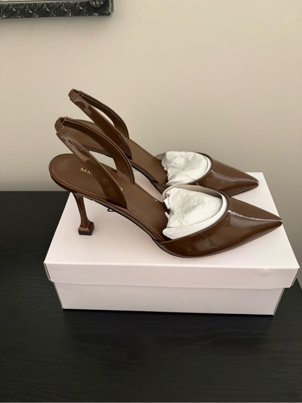 Marc Fisher Hadya Dark Brown Slingback Heels - Picture 2 of 6